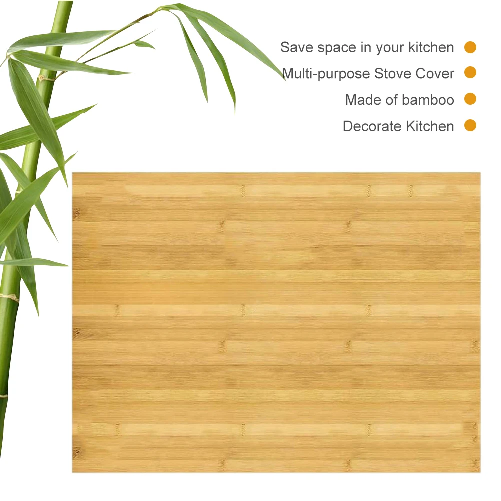 Bamboo Noodle Board Stove Cover Wooden Serving Tray Kitchen Sink Cover Counter Space Top Covers for Electric Stove and Gas Stove
