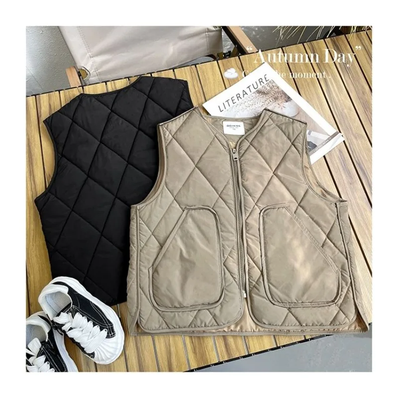 Boys' Autumn Winter New Fashion Round Neck Vest Casual Western Style Versatile Y2K Kids Children's Clothing Outerwear Coats Tops
