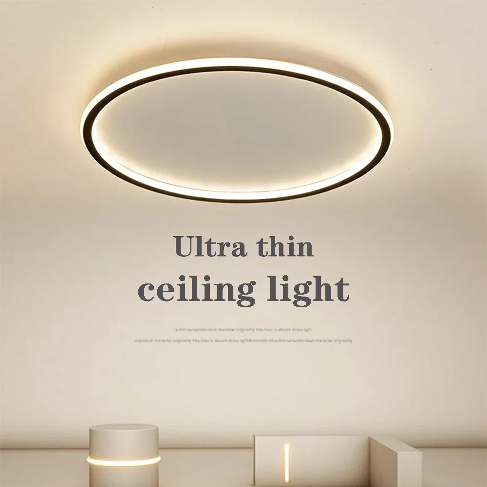 Large LED Ceiling Light 30/50/80CM Bedroom Living Room Study Room Super Slim Black White Gold Home Decor Lighting Fixture