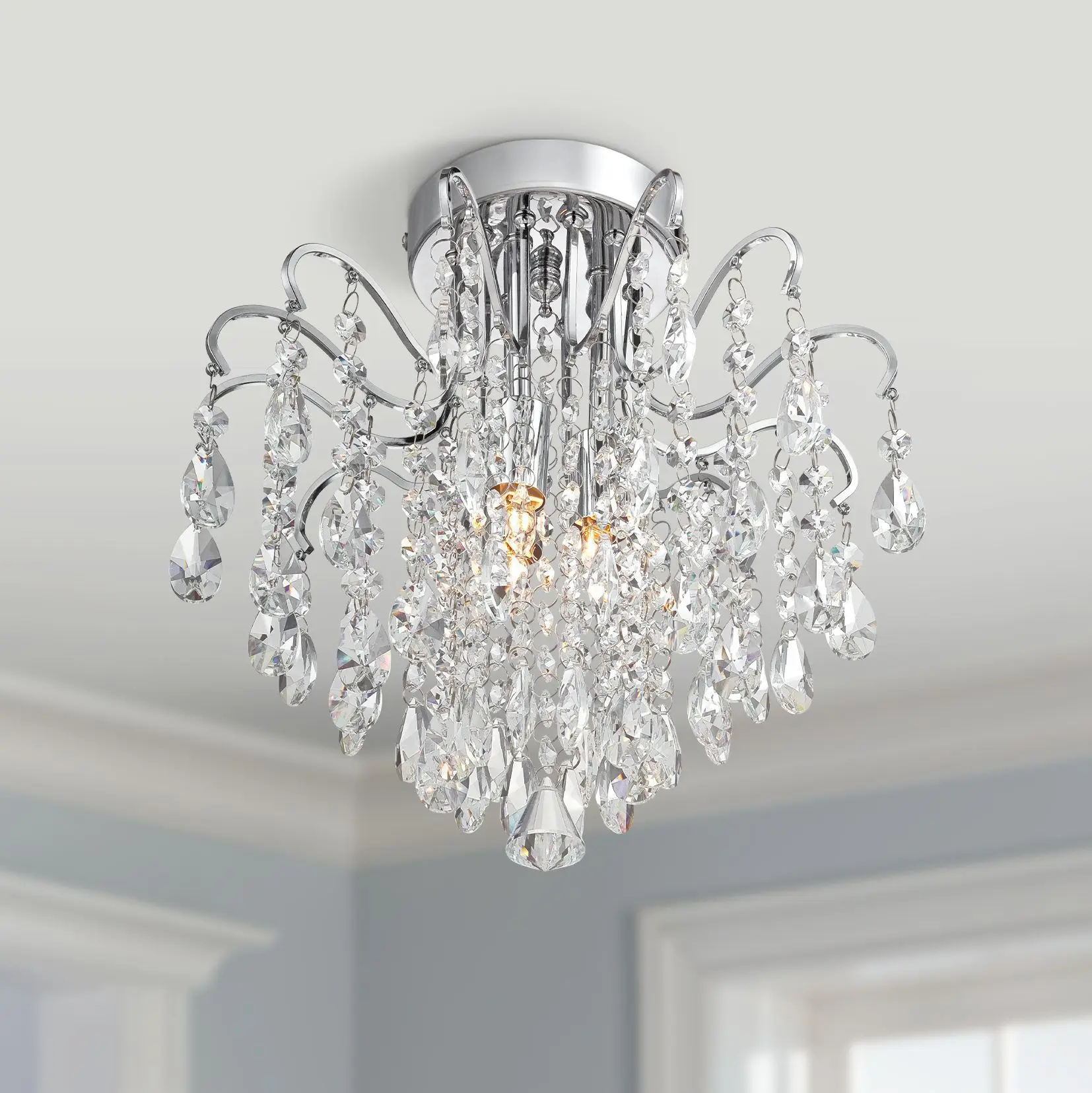

Crystal Chandelier Modern Ceiling Light Fixtures for Bedroom Living Room Hallway Kitchen Entrance
