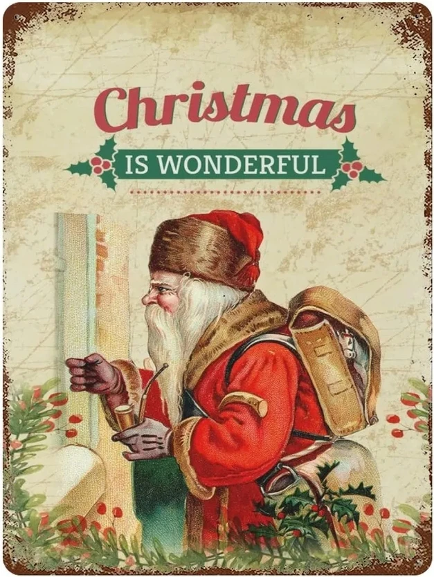 

Рождественский Санта-Клаус, металлический знак на стену, викторианский французский, Счастливого Рождества, персонализированный Настенный декор, металлические знаки