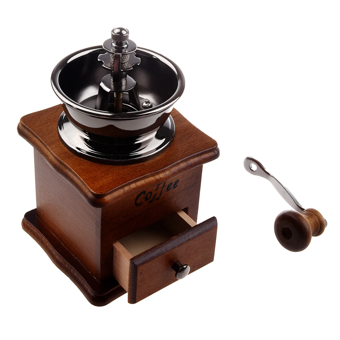 Manual coffee grinder Wood / metal hand mill Spice mill (wood color) 5