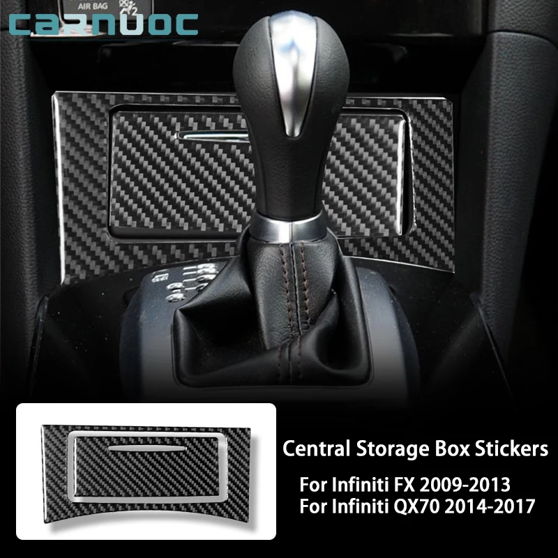 

For Infiniti FX 2009 2010 2011 2012 2013 QX70 2014-2017 Car Interior Accessories Carbon Fiber Central Storage Box Stickers