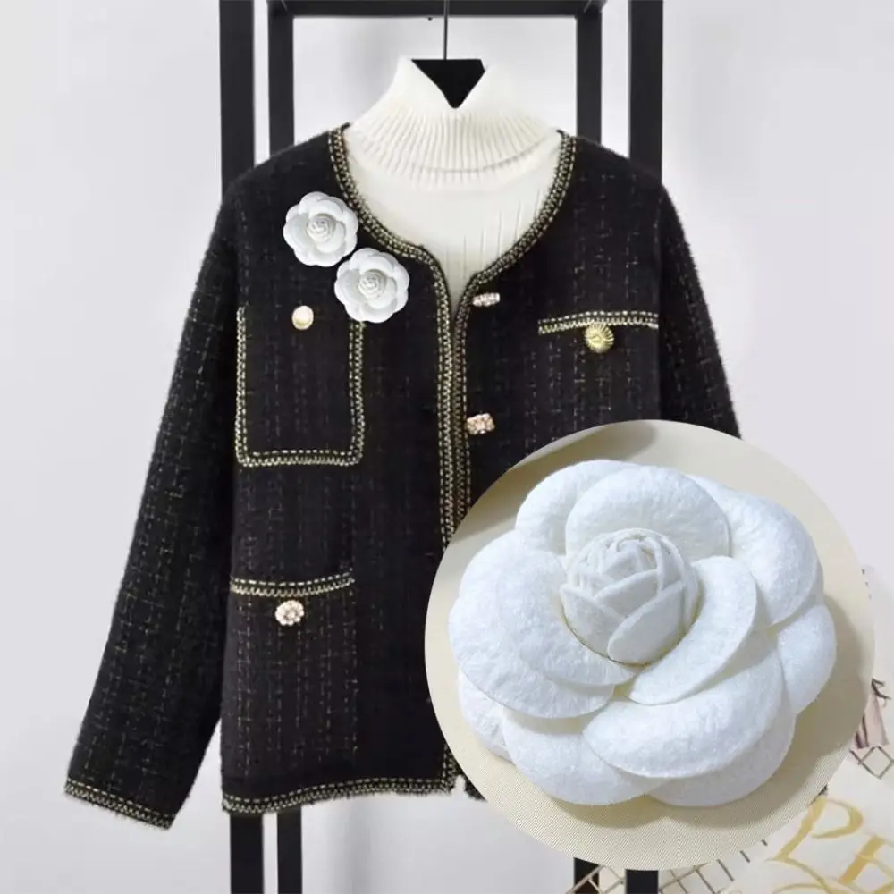 Fabric Handmade Accessories Camellia Flower Brooch Jeweley Gifts Suit Sweater Coat Retro Flower Pins lothing Decoration Colorful enamel pins metal brooch enamel brooch pearl beaded brooch