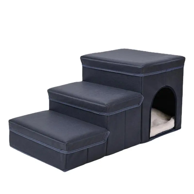

Dog Stair Foldable Pet Steps Stair 3 Layer Sofa Bed Climbing Step Ladder With Storage Box Pet Supplies For Small Dogs Cats Puppy
