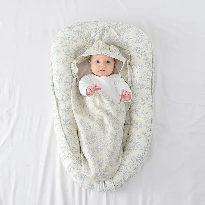 Culla per neonato in cotone per lettino per neonato Paraurti per culla Nuovo 95x60 cm Lettino nido per bambini con cuscino Lettino da viaggio per culla portatile