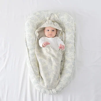 Culla per neonato in cotone per lettino per neonato Paraurti per culla Nuovo 95x60 cm Lettino nido per bambini con cuscino Lettino da viaggio per culla portatile