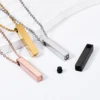 Stainless Steel Customized Text Geometry Vertical Cubic Bar Cremation Urn  For Memorial Ash Keepsake JewelryPendant Necklace 2