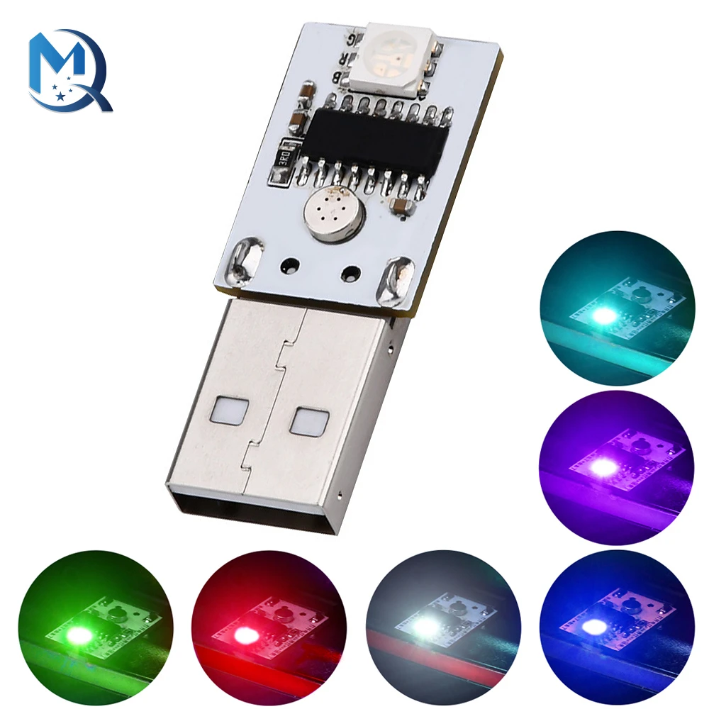 Yih Vane 3pcs Mini luci LED USB Touch e Voice Control per Interni Auto