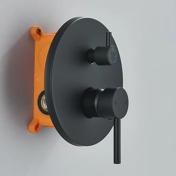 สีดําวาล์ว 2-3 ทางอาบน้ําวาล์วผสมปกปิดวาล์วควบคุมติดผนังแปรง Golden ก๊อกน้ําอุปกรณ์เสริม 2