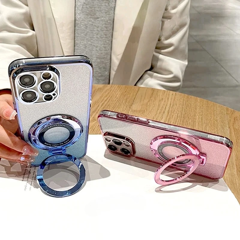 Glitter Plating Silicone Holder Case with Stand