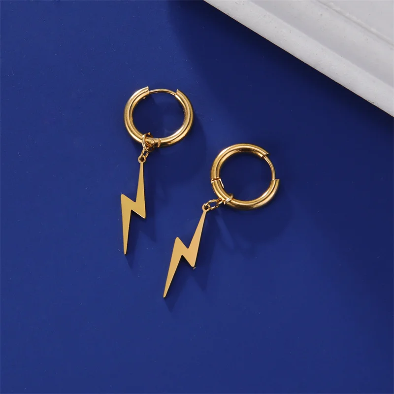 Edelstahl Ohrringe Gothic Kreuz Überzogene Creolen Für Frauen Männer Trend Blitz Anhänger Ohrring Schmuck Party Geschenke – Detail 21