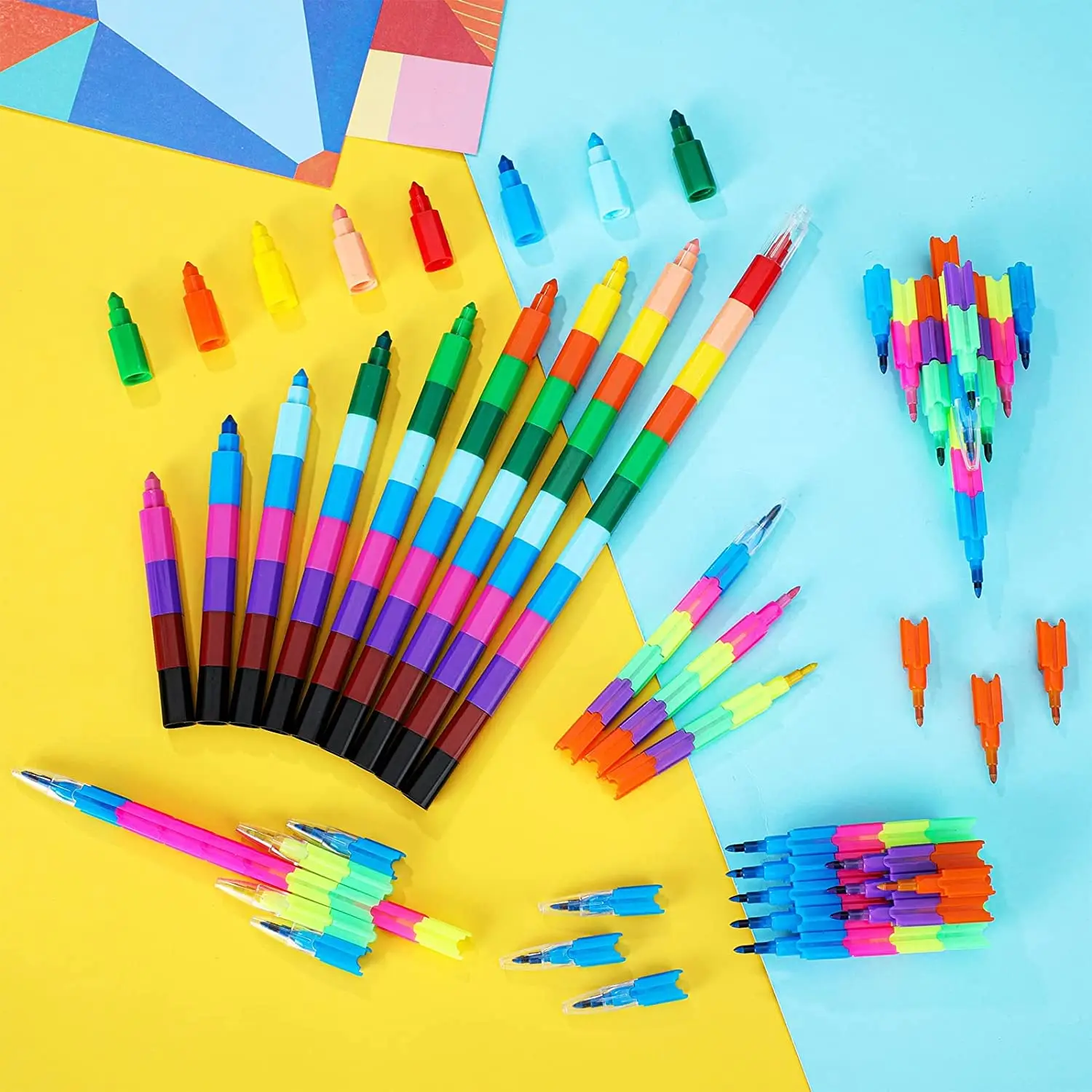 Stacking Stackable Buildable Colorful Crayon Party Favors Rainbow Pencils for Kids' Crayons Coloring School Office Supplies