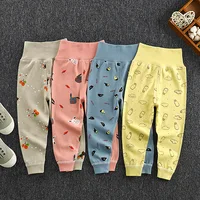 Baby Girls Boys Pants Toddler Bottoming Leggings Children Cotton Cartoon Trousers High Waist 2024 Autumn Newborn Kids Clothing 1