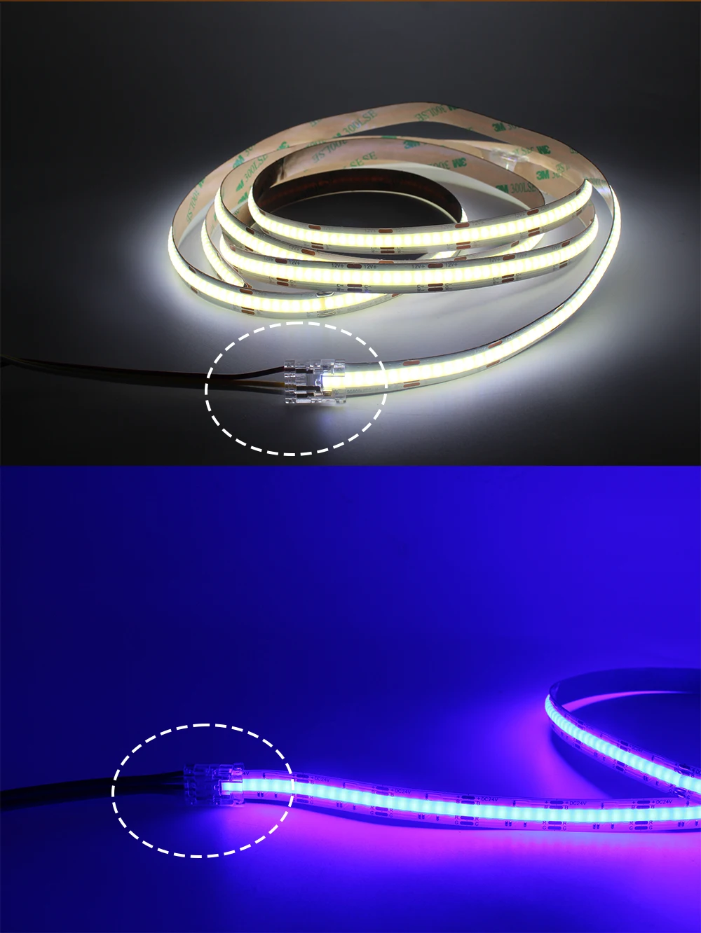 Lötfreier LED-Stecker, 2-polig, 5 mm, 8 mm, 10 mm, Streifen zum Streifen, Stromkabel, Überbrückungsklemme für RGB, CCT, COB, LED-Bandlicht – Detail 11