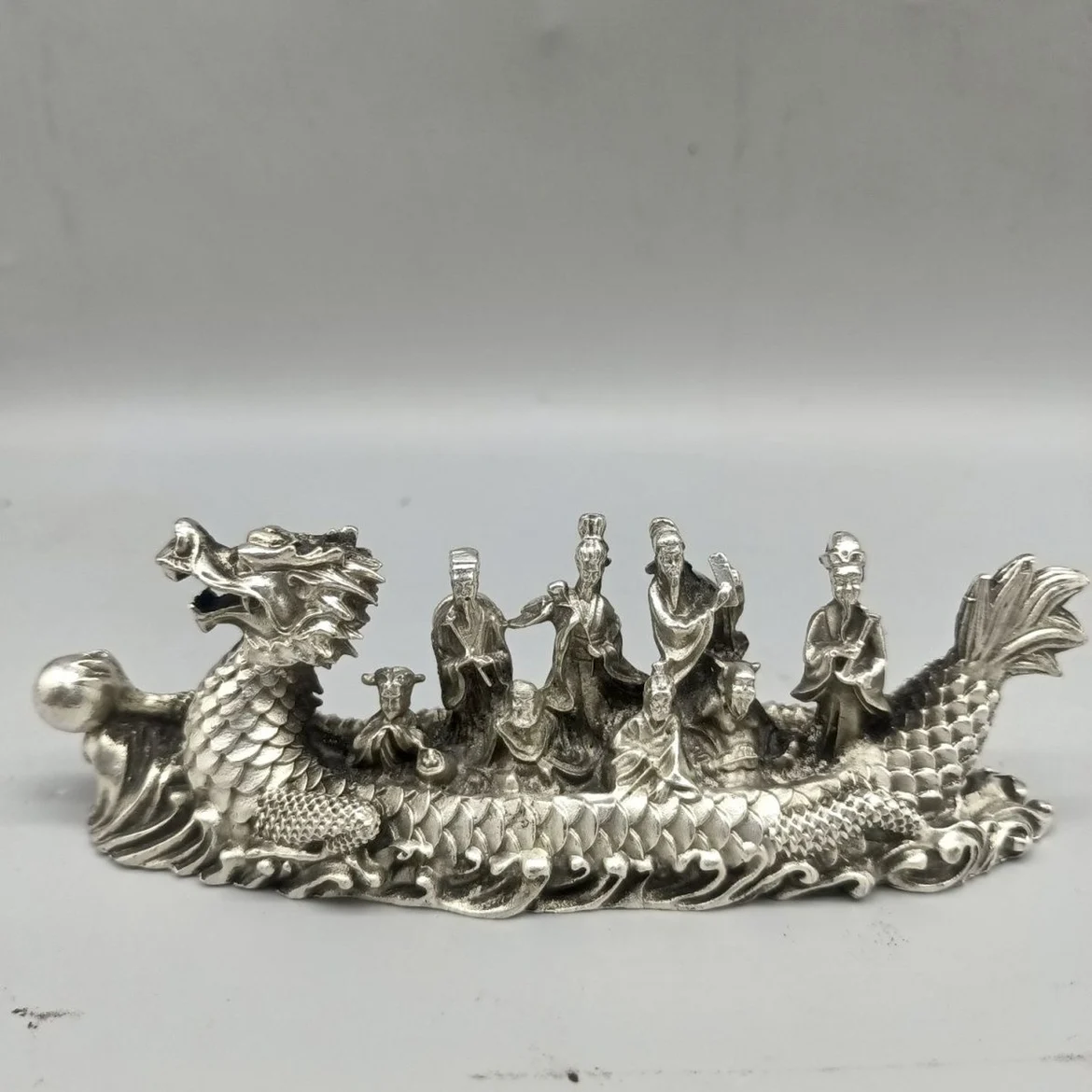 

Eight Immortals Dragon Boat Silver-plated Ornaments, Eight Immortals Crossing the Sea Statue Ornaments, Eight Statues, Living