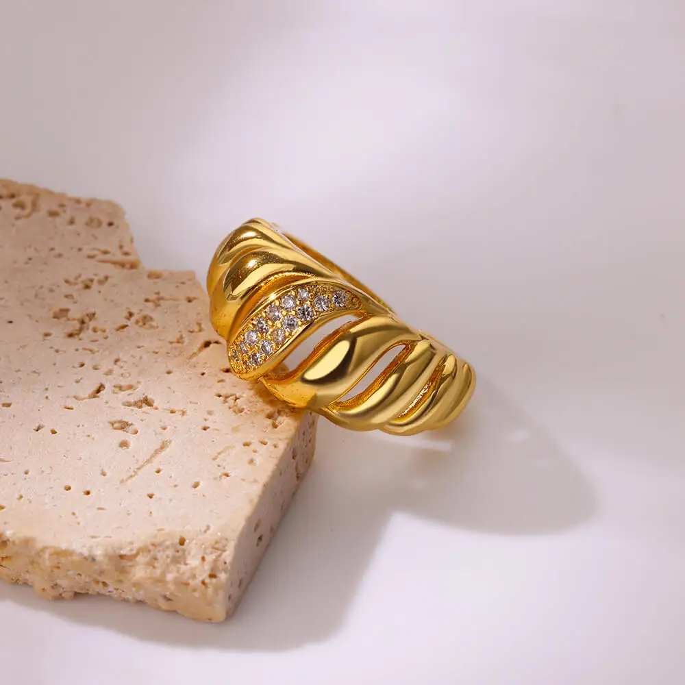 Femme Zircon Croissant Ring Gold Jewelry For Women