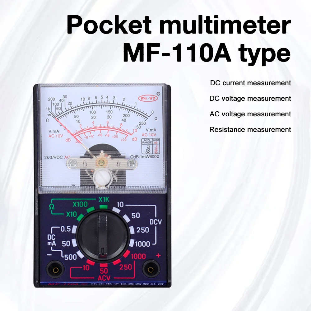 Multimètre analogique MF-110A AC/DC avec cordons de test branchés, prêt à mesurer