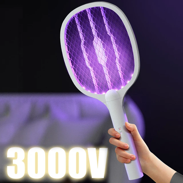 2 in 1 Bug Zapper Racket Handheld Electric Fly Swatter Safe Mosquito Swatter Rechargeable for Home Bedroom Office Indoor Outdoor 1