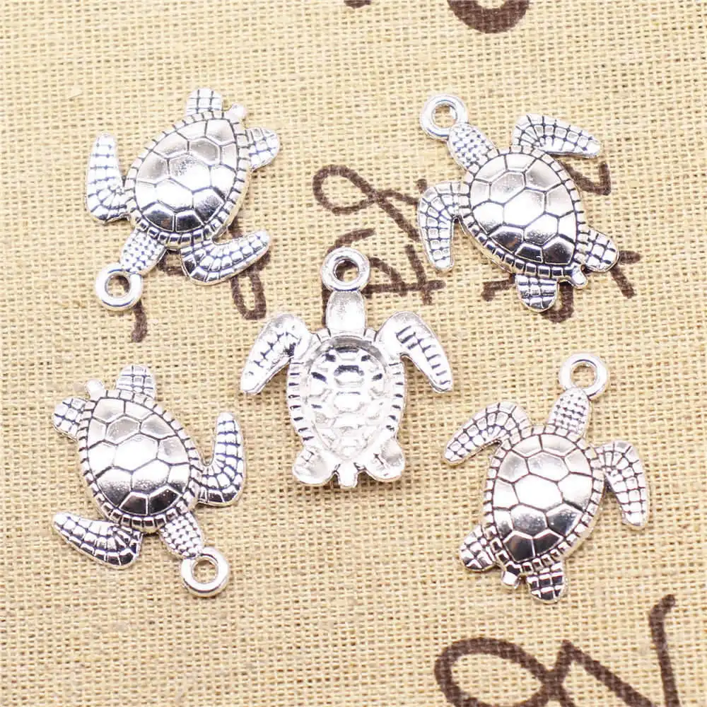 

5 шт., винтажные Подвески в виде черепахи, 25 х29 мм