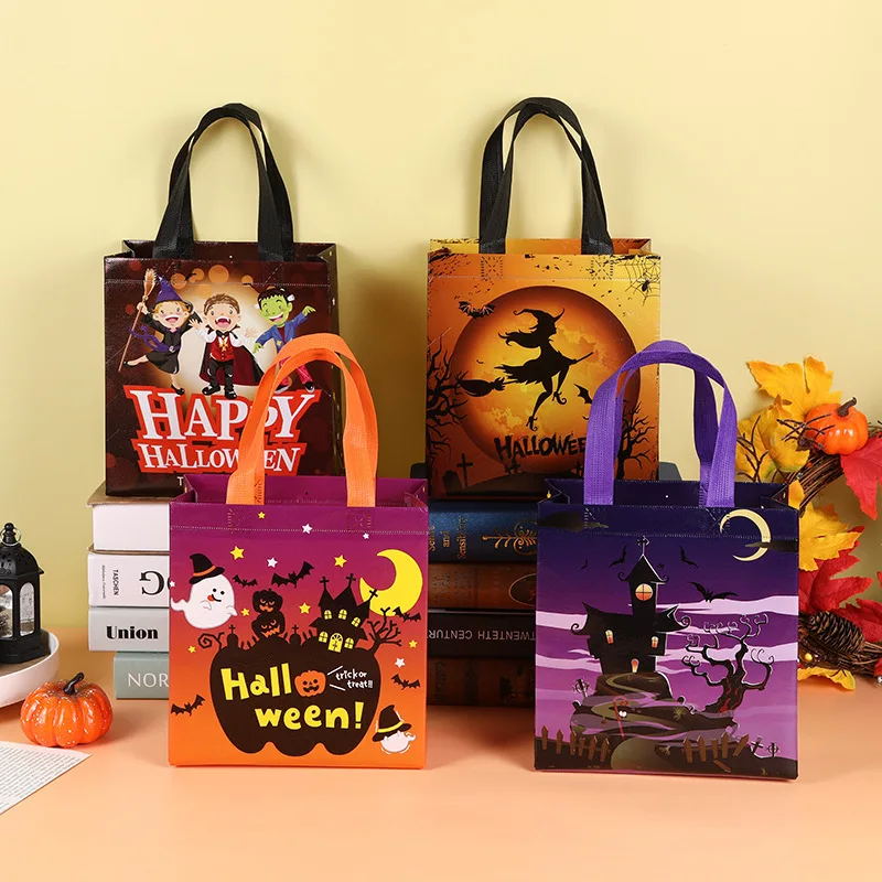 Halloween Non-woven BagMagic Witch Tote Bag Ghost Festival Shopping Gift Bag Trick Or Treat Happy Halloween Day Candy Bag 100pcs halloween candy bags kids trick or treat party dessert gift bag cartoon pumpkin ghost happy halloween party decor 2021