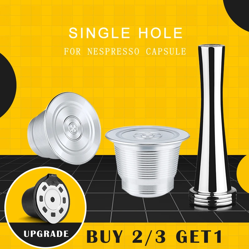 

ICafilasReusable Nespresso Coffee Capsules Cup With Spoon Brush Black Refillable Coffee Capsule Refilling Filter Coffeeware Gift