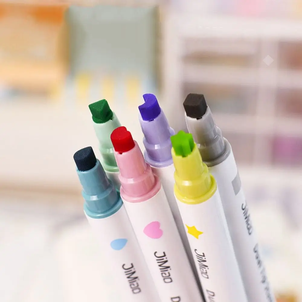

Multi-color Double Tip Stamp Marker Different Patterns Painting Brush Highlighter Art Marker Hand Account Pen Drawing Tools