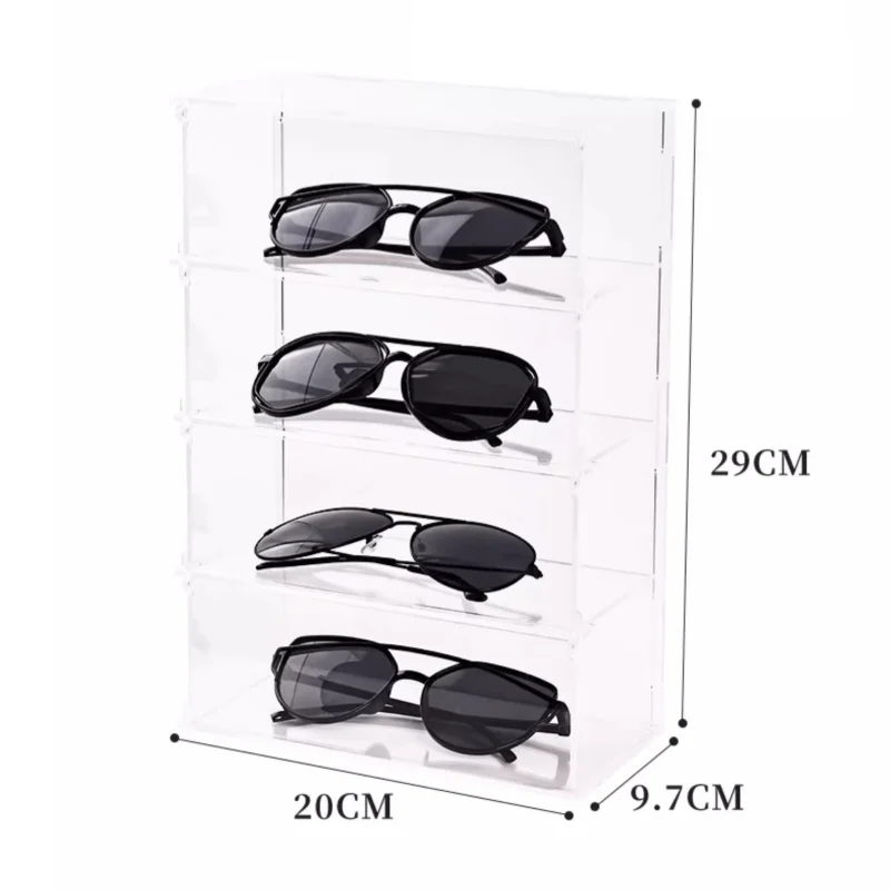 Acryl-Brillenetui, multifunktional, transparent, staubdicht, Desktop-Organizer, kreativer Schubladen-Stil, Display-Halter, Sonnenbrille – Detail 8