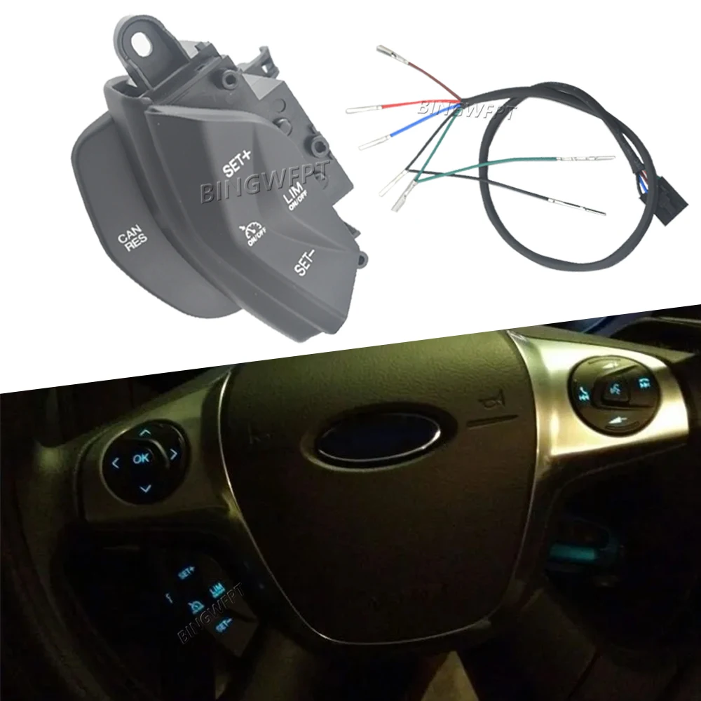 

Steering Wheel Cruise Speed Control Switch With Backlight For Focus 3 2012 2013 2014 kuga 2012 2013 2014 2015 With LIM Fuction