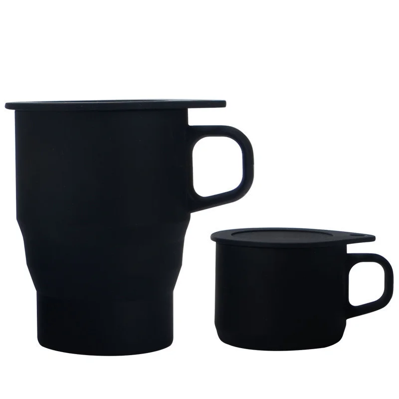 350ML Silicone Built-in Straw Folding Cup Collapsible Mug With