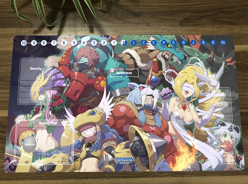 Digimon Card Game Playmat Digimon Anime Duel Playmat  Trading Card Game Mat  With Card Zones, 24"x14", Also Use As Mousepad Digimon Duel Playmat