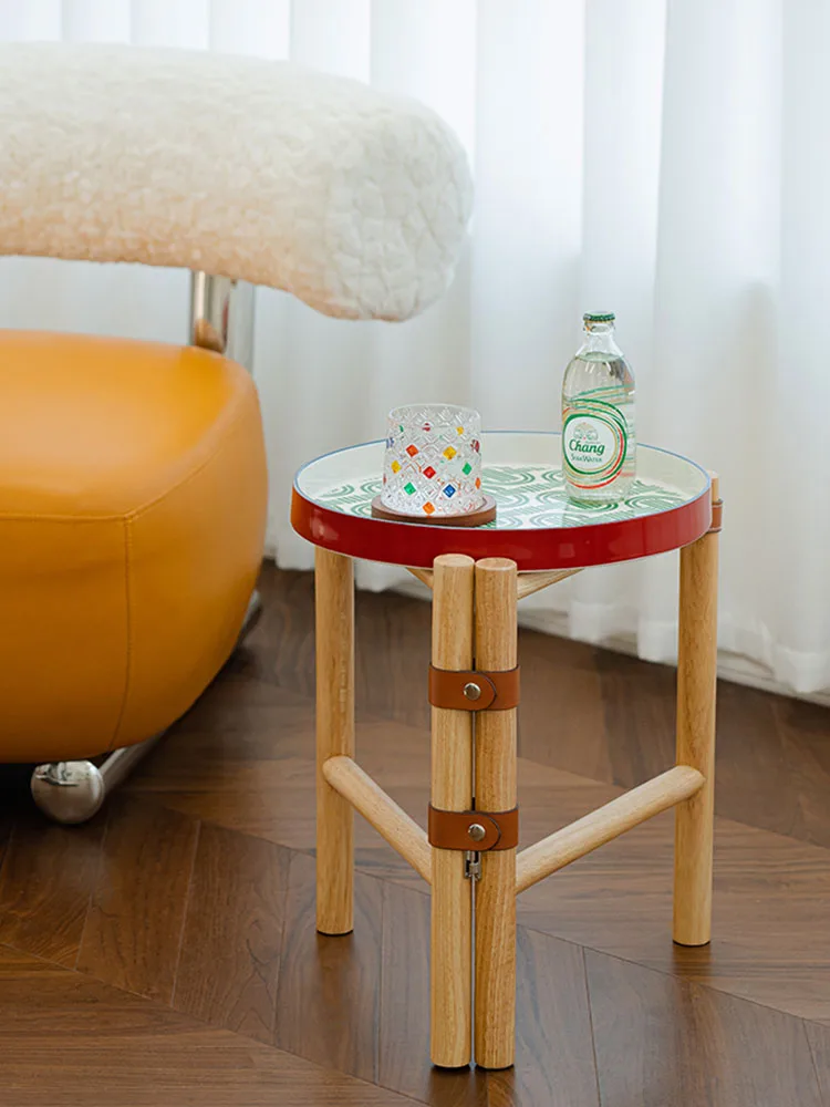 

Винтажные маленькие журнальные столики из массива дерева креативный домашний гостиная Диванный Круглый Чайный Столик съемный керамический поднос мебель