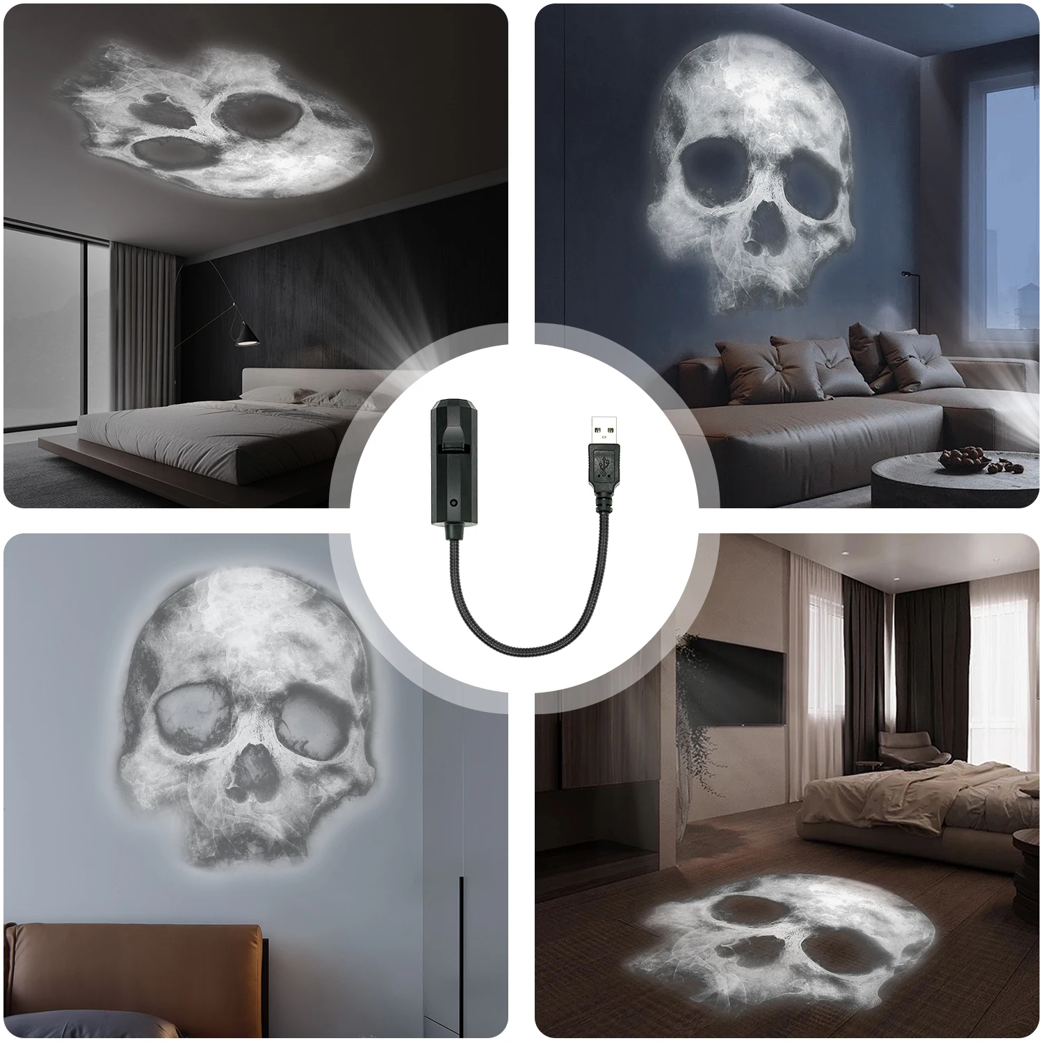 Skull projection lamp, USB lighting night light 3