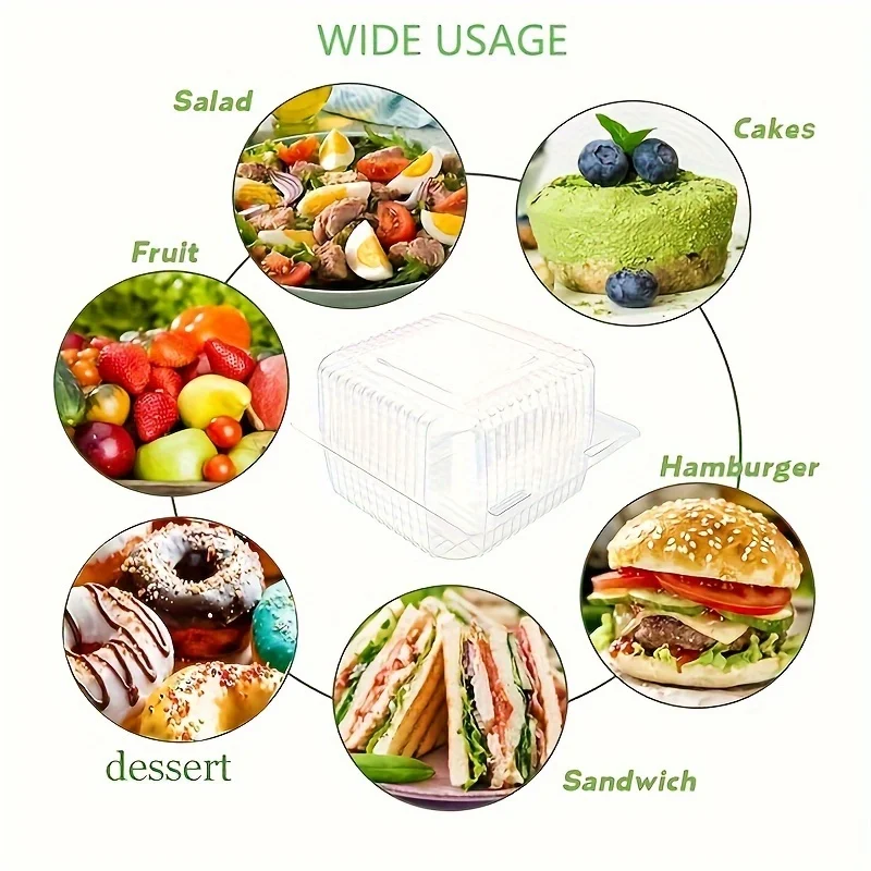 20pcs Transparent Food Container Box West Point Plastic Box Disposable Fruit Cake Storage For Bakery Party Wedding Birthday
