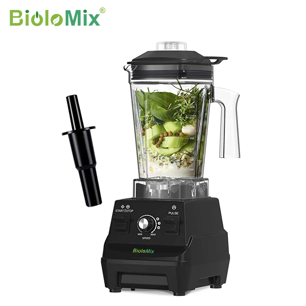BioloMix Mini Pro 1800W Professional-Grade Smoothie Blender, 1.8L Container, Black/RED, Self-Cleaning biolomix mini pro 1800w professional grade smoothie blender 1 8l container black red self cleaning