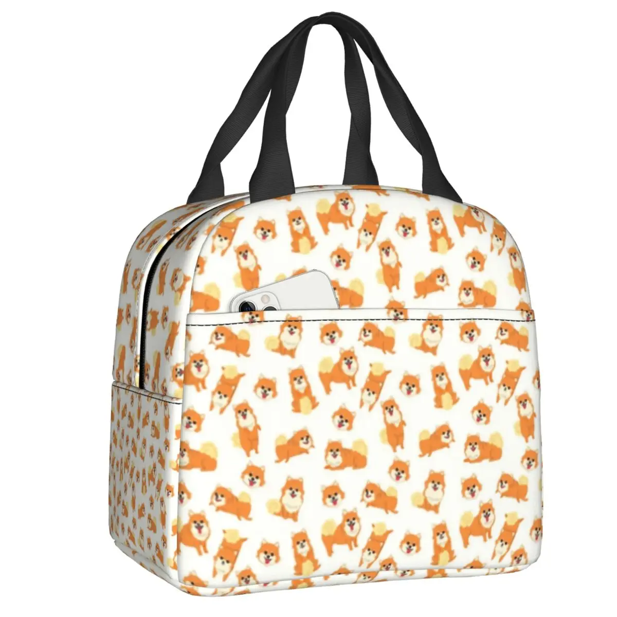 

Pomeranian Dog Pattern Lunch Boxes Women Waterproof Pet Spitz Puppy Thermal Cooler Food Insulated Lunch Bag Kids School Children
