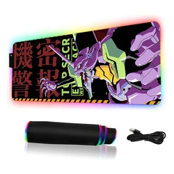 RGB Mouse Pad E-Evangelion Gameing Mousepad Luminous Backlight Pc LED Gamer Accessory With Wire Desk Mat Gaminig Keyboard Carpet