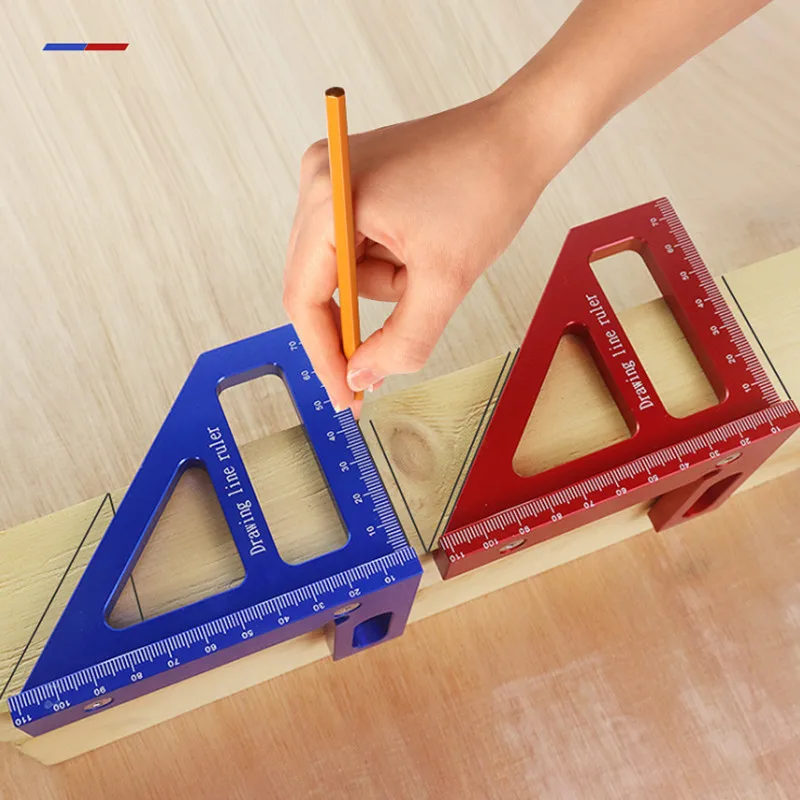 목수 사각형 목공 사각형 각도기, 알루미늄 마이터 삼각형 눈금자, 3D 다각도 45/90 도 레이아웃 측정 눈금자