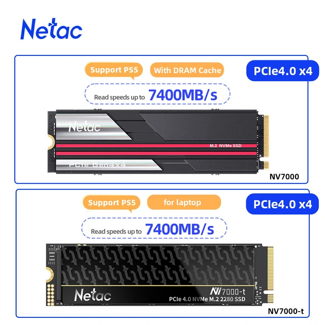 Netac-Disque SSD NVMe M2, 1 To, 2 To, 4 To, PCIe4.0, M.2 2280 DRAM, Cache,  Disque SSD interne, NVMe SSD pour PS5 Desktop - AliExpress