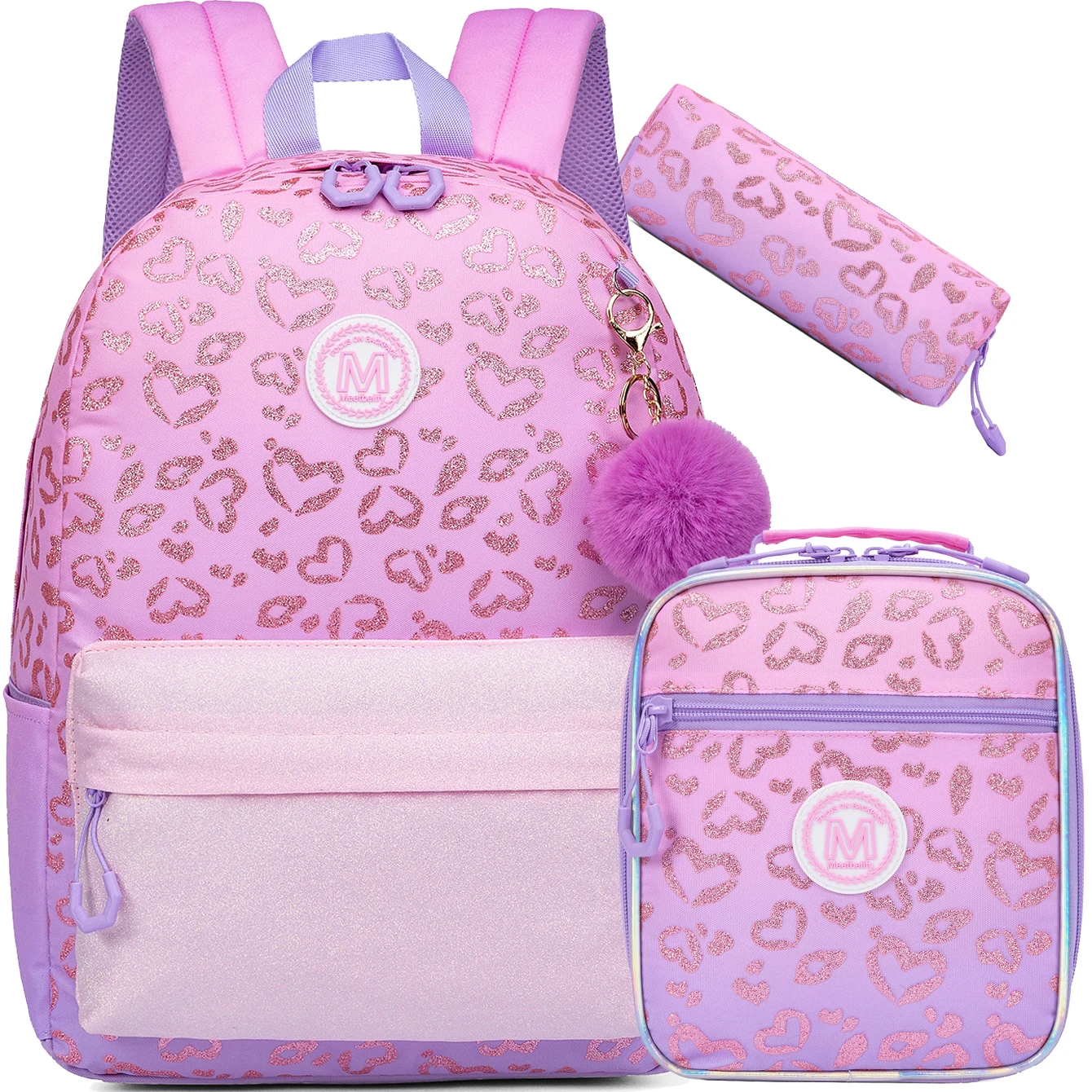 حقائب ظهر ترتر أنيقة للفتيات، تتضمن صندوق غداء ومق...