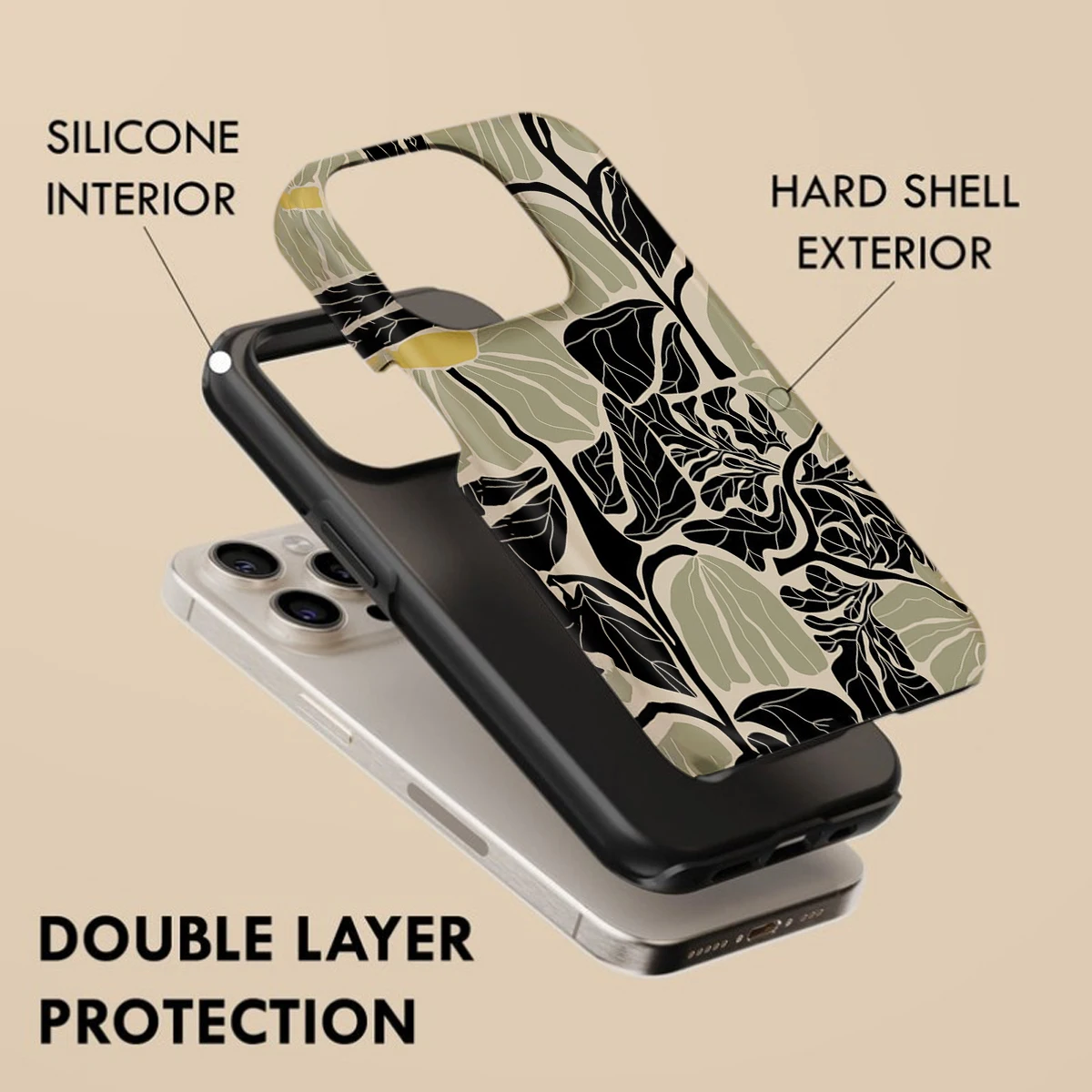 Magnetic Shockproof Phone Case with Abstract Lotus Leaf Design – Hard Acrylic Cover