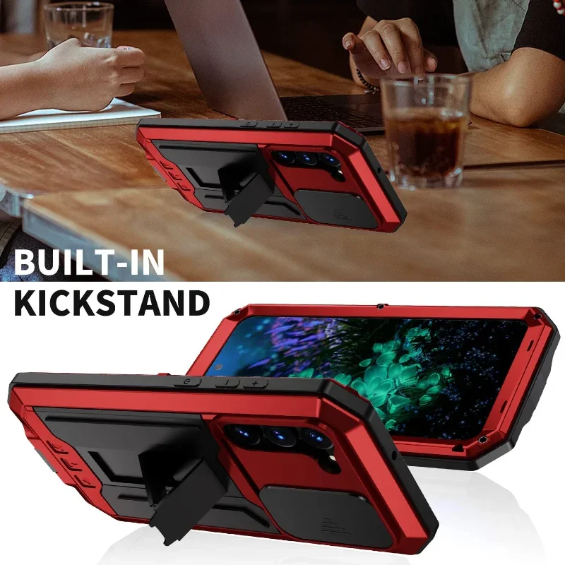 Military Grade Rugged Metal Case for Samsung S24 S23 S22 S21 Ultra Aluminum Hard Cover Camera Screen Protector Heavy Duty Armor