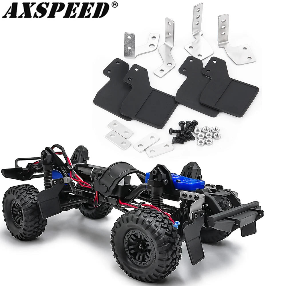 AXSPEED Gummi-Schmutzfänger vorne und hinten Kotflügel mit Metallhalterung für TRX4M Defender 1/18 RC Crawler Car Upgrade-Teile