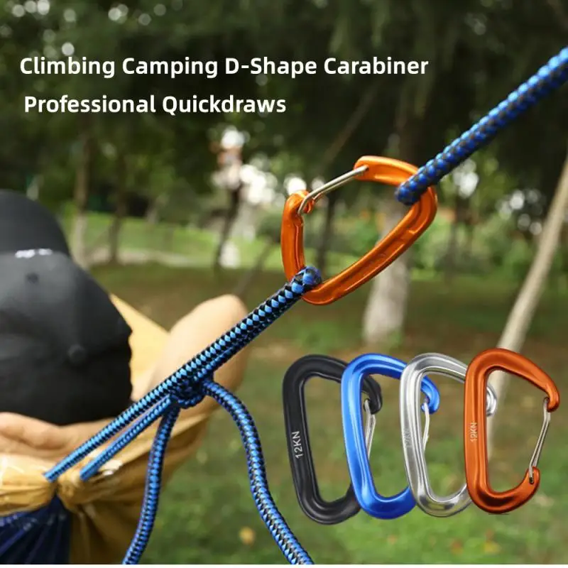 Professional Climbing Carabiner D Shape Mountaineering Buckle Hook 12KN Safety Lock Outdoor Climbing Equipment Accessories
