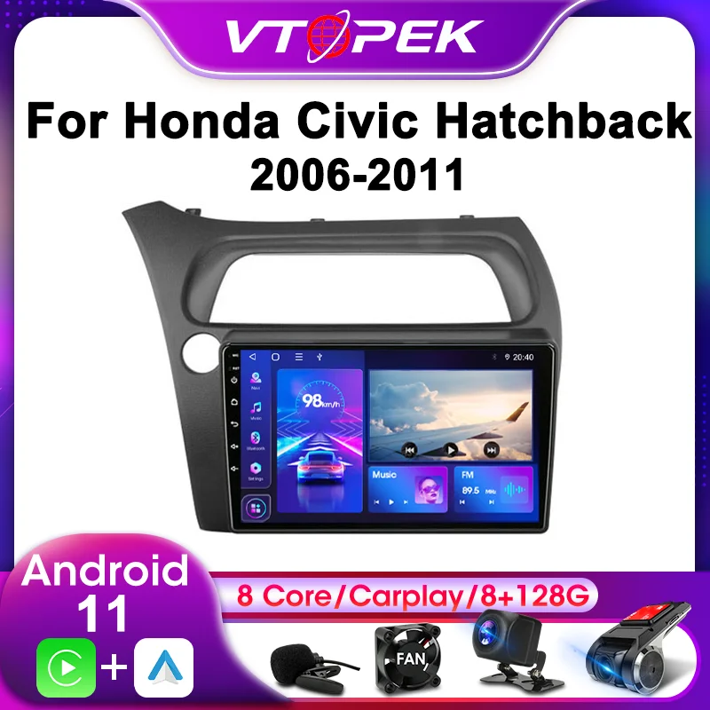 

Автомагнитола Vtopek для Honda Civic Hatchback 2006-2011, 4G, Android 11