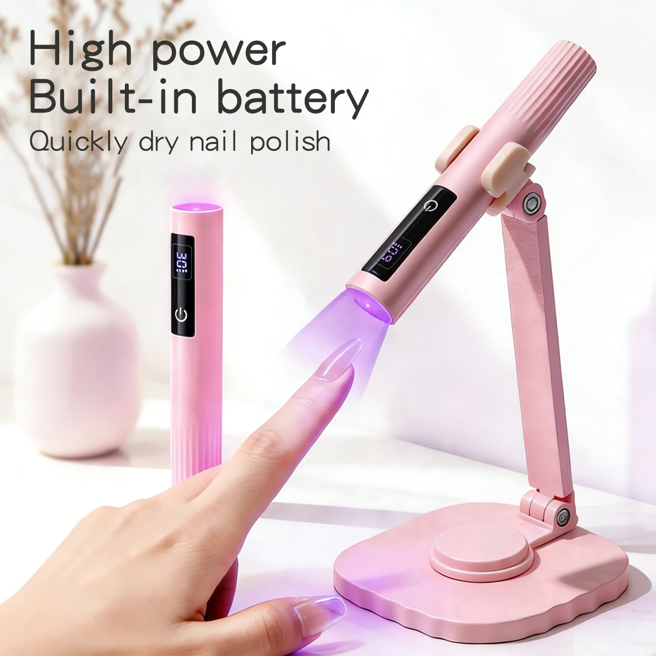 전문가용 네일 램프 세트 UV LED 건조기 터치 램프 스탠드 포함 충전식 UV 라이트 네일 젤 폴리쉬 램프 빠른 건조