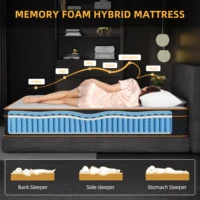 SKSBTF 160/180x200 см карманный пружинный матрас 25 см толстый матрасы из пены с эффектом памяти тихий сон зоновая поддержка пара коврик для двуспальной кровати — изображение 2