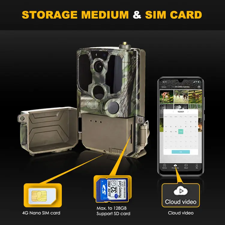 4G LTE, videocamera cellulare per la fauna selvatica HD da 2,7K, trappole fotografiche con visualizzazione dal vivo, archiviazione nel cloud, impostazione dell'app per la sicurezza domestica - immagine 6
