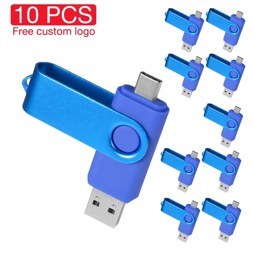 

10PCS LOT USB Flash Drive 128GB TYPE-C Pendrive 64GB Free Custom Logo Memory Stick 32GB Rotatable Pen Drive 16GB Business Gift