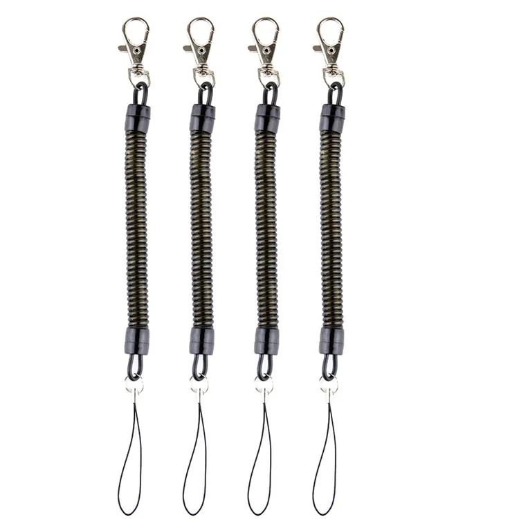100pcs Black Retractable Keychain Spring Coil Spiral Stretch Key Chain Keyring Rope Men and Women